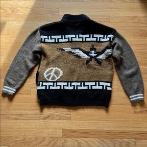 Without Walls Black and Brown Zip-Up Sweater